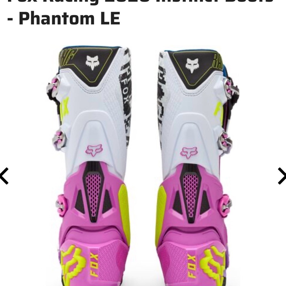 Fox Men's Motocross Boots in Pink, Purple, Neon Yellow, White - Picture 4 of 15